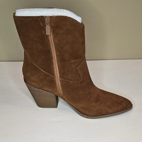 Aqua College Cognac Pointed Toe Winder Leather Boots Size 11 NWB - Picture 4 of 10